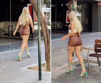 Perfect blonde walking