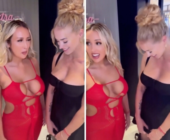 Hot blondes playing with their tits