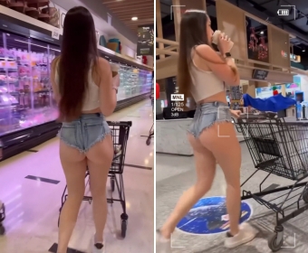 Naughty young girl at the market